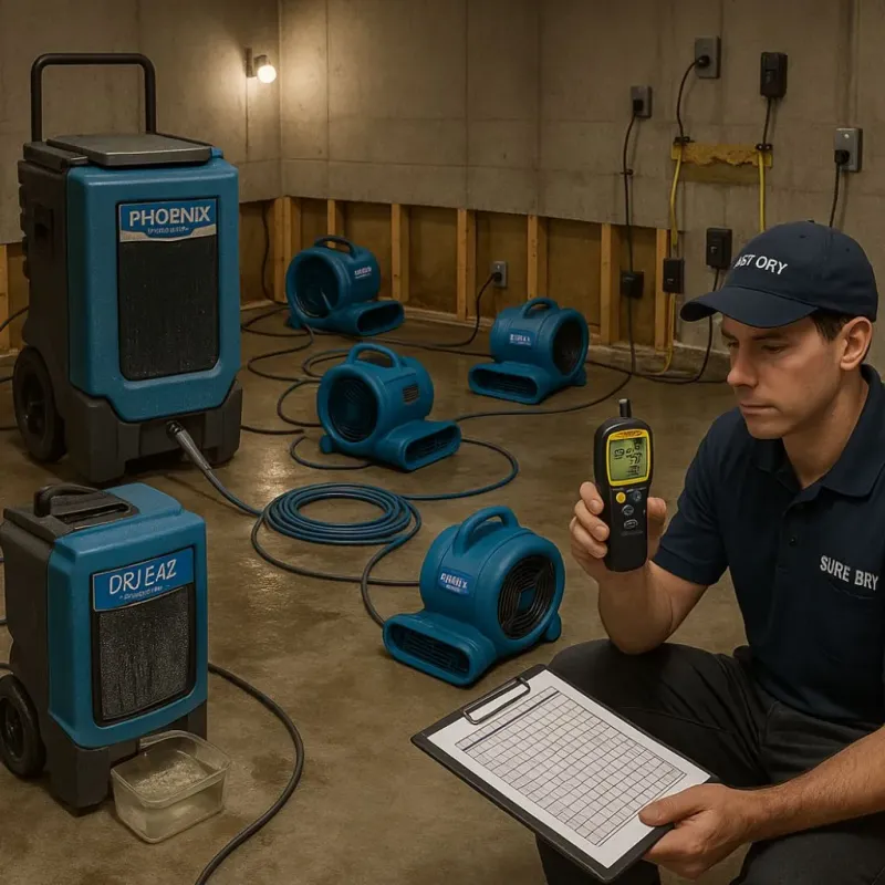 Structural Drying and Dehumidification process in Bryan, TX
